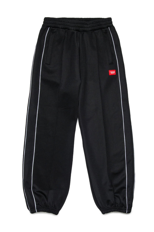 PANTALONE NERO ACETATO CON LOGO ROSSO DIESEL - Angel Luxury