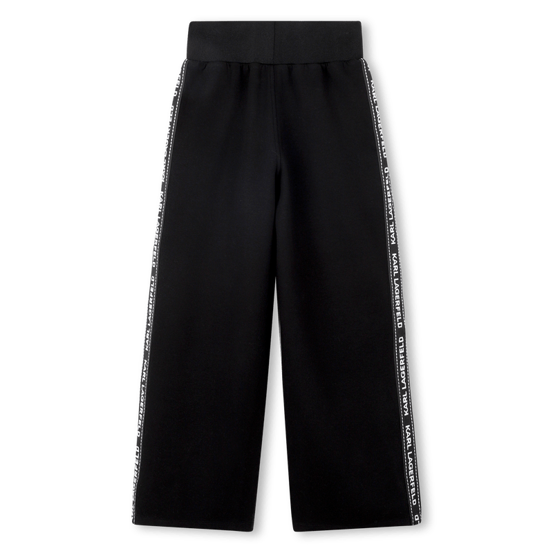 PANTALONE NERO CON BANDE LATERALI CON LOGO BIANCO KARL LAGERFELD - Angel Luxury