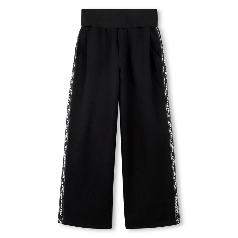 PANTALONE NERO CON BANDE LATERALI CON LOGO BIANCO KARL LAGERFELD - Angel Luxury