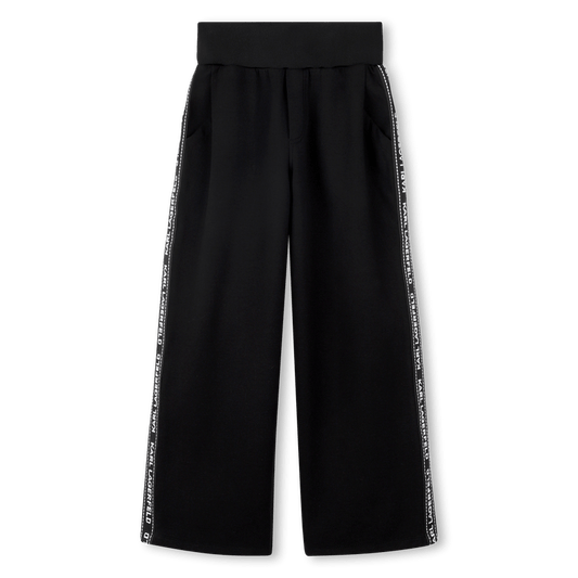 PANTALONE NERO CON BANDE LATERALI CON LOGO BIANCO KARL LAGERFELD - Angel Luxury