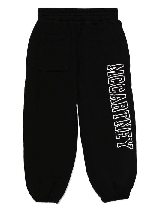 PANTALONE NERO CON LOGO BIANCO STELLA MCCARTNEY - Angel Luxury