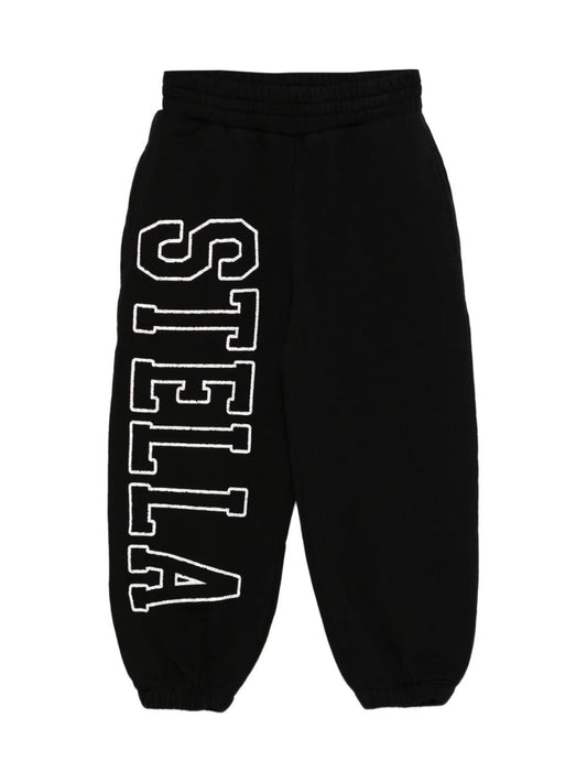 PANTALONE NERO CON LOGO BIANCO STELLA MCCARTNEY - Angel Luxury