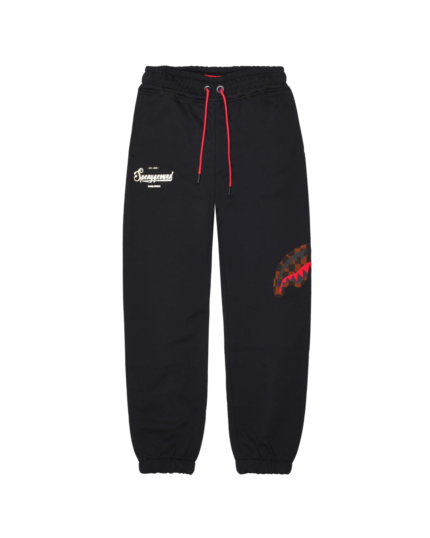 PANTALONE NERO CON LOGO ORO SPRAYGROUND - Angel Luxury