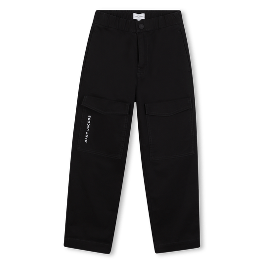 PANTALONE NERO CON TASCONI SUL DAVANTI LOGO BIANCO MARC JACOBS - Angel Luxury