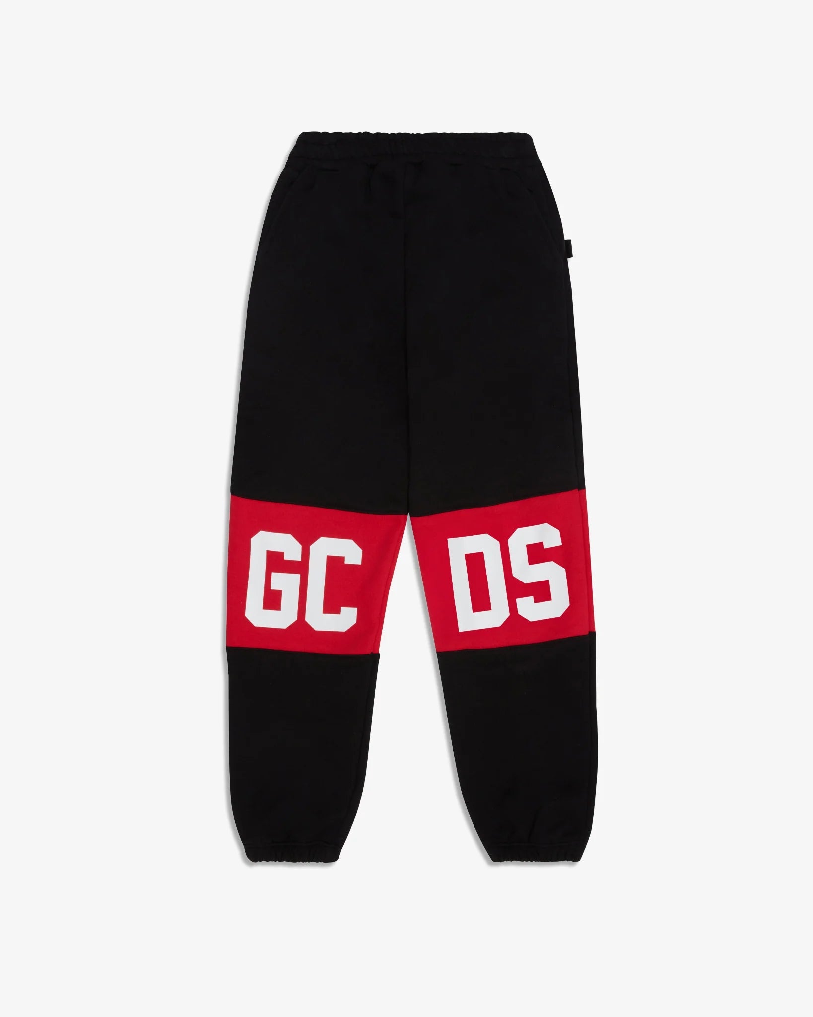 PANTALONE NERO/ROSSO CON LOGO BIANCO GCDS - Angel Luxury