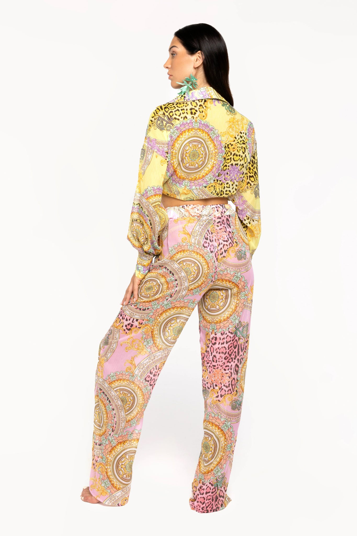 PANTALONE PALAZZO ROSA/ORO - Angel Luxury