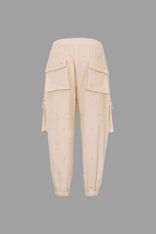PANTALONE PANNA CON STRASS - Angel Luxury