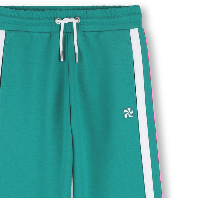 PANTALONE SPORTIVO VERDE OLIVA CON BANDE ROSA/BIANCHE KIDS AROUND - Angel Luxury