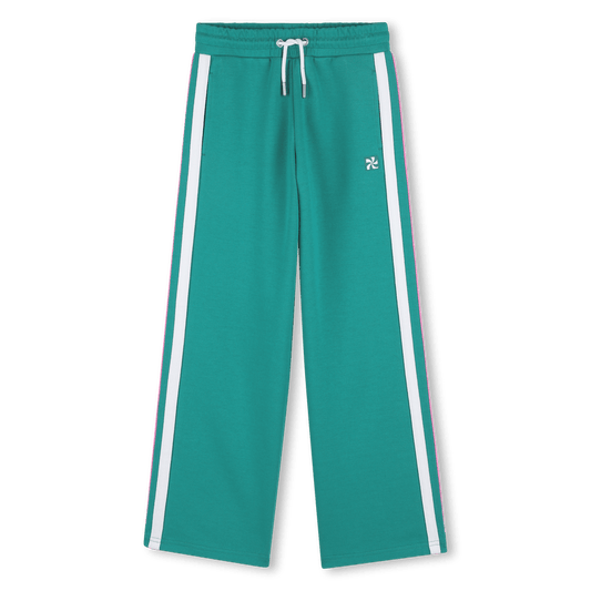 PANTALONE SPORTIVO VERDE OLIVA CON BANDE ROSA/BIANCHE KIDS AROUND - Angel Luxury