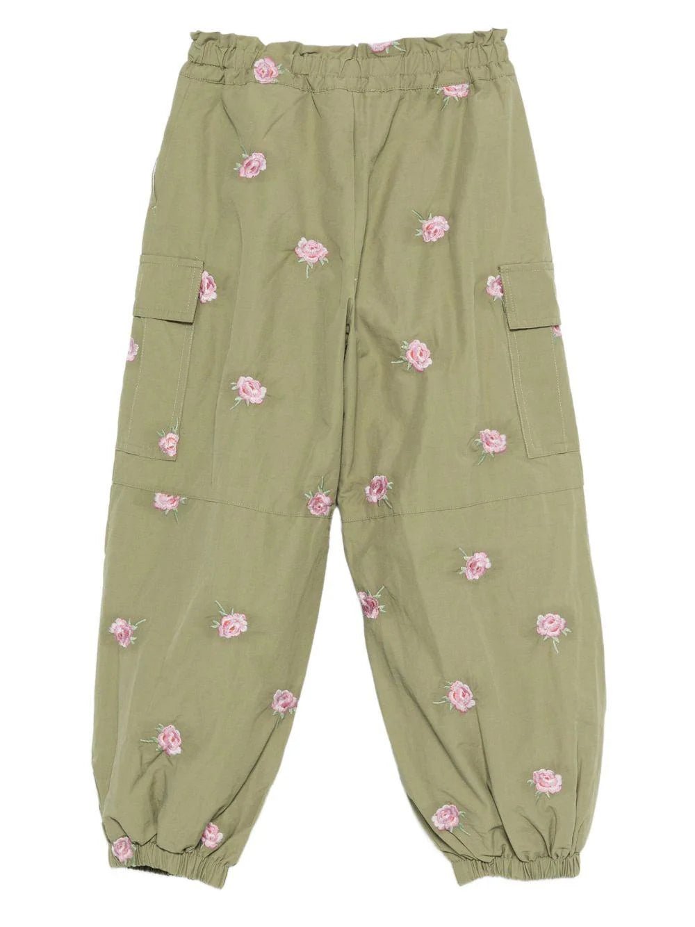 PANTALONE VERDE CON RICAMO ROSE STELLA MCCARTNEY - Angel Luxury