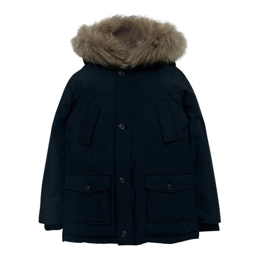 PARKA BLU CON BOTTONI E COLLO DI PELLICCIA CANADIAN - Angel Luxury