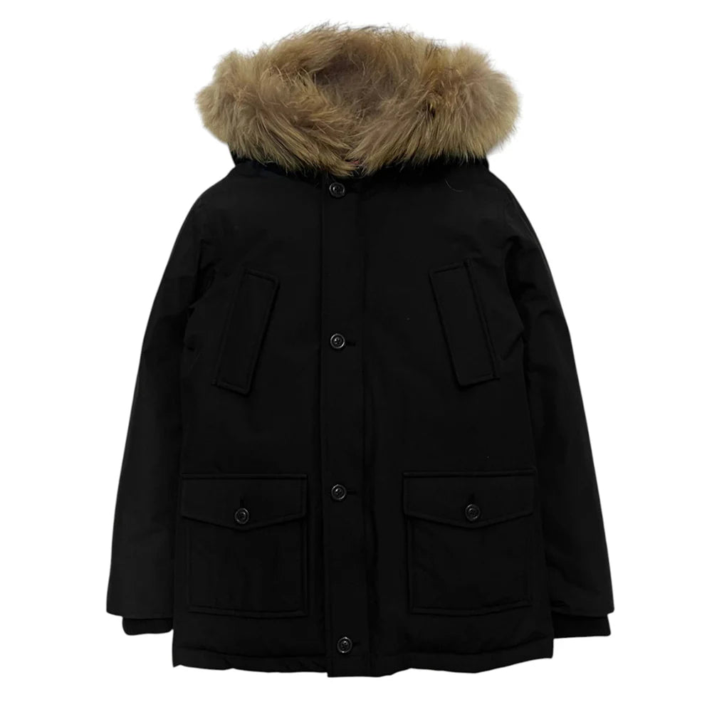 PARKA NERO CON COLLO DI PELLICCIA CANADIAN - Angel Luxury