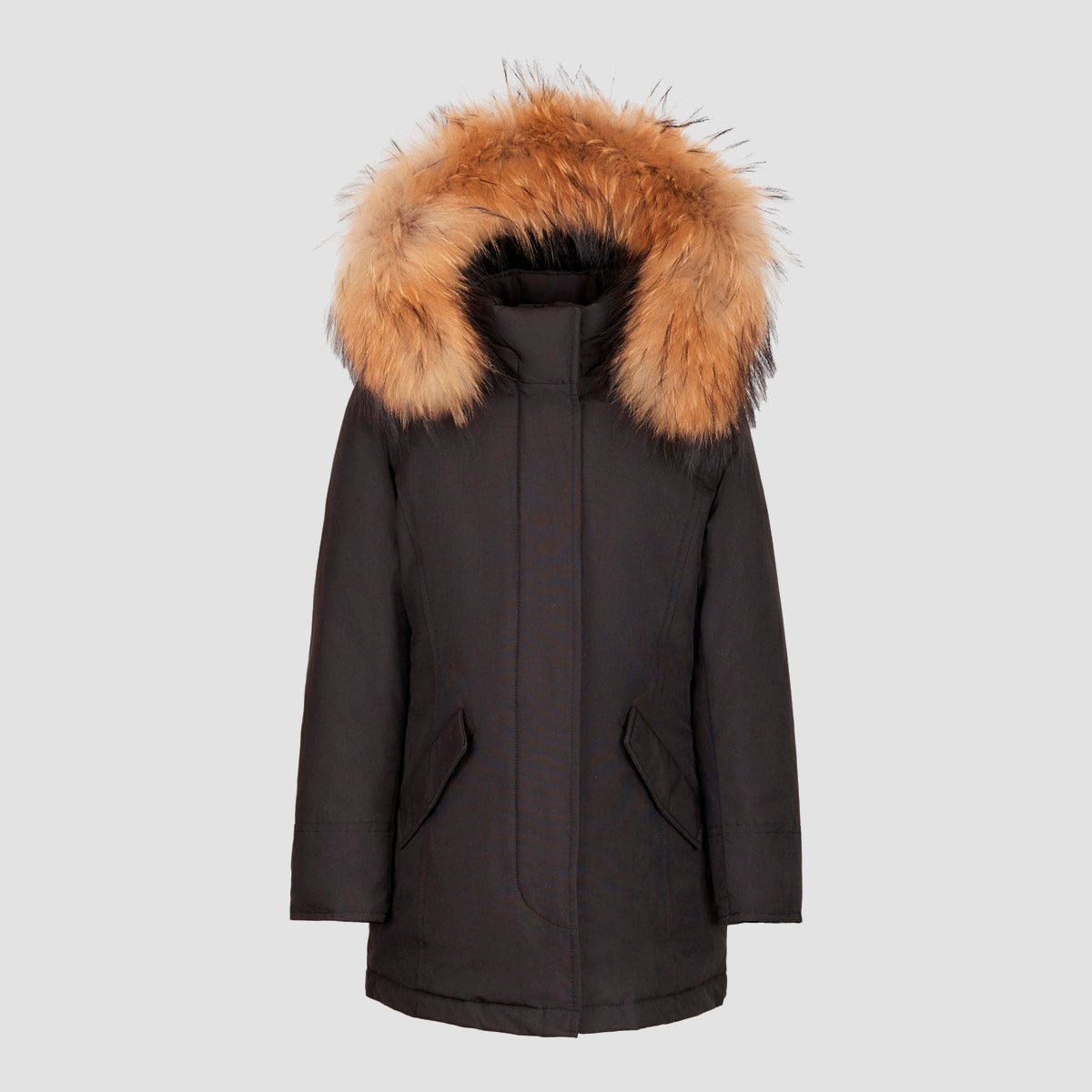 PARKA NERO CON COLLO DI PELLICCIA CANADIAN - Angel Luxury
