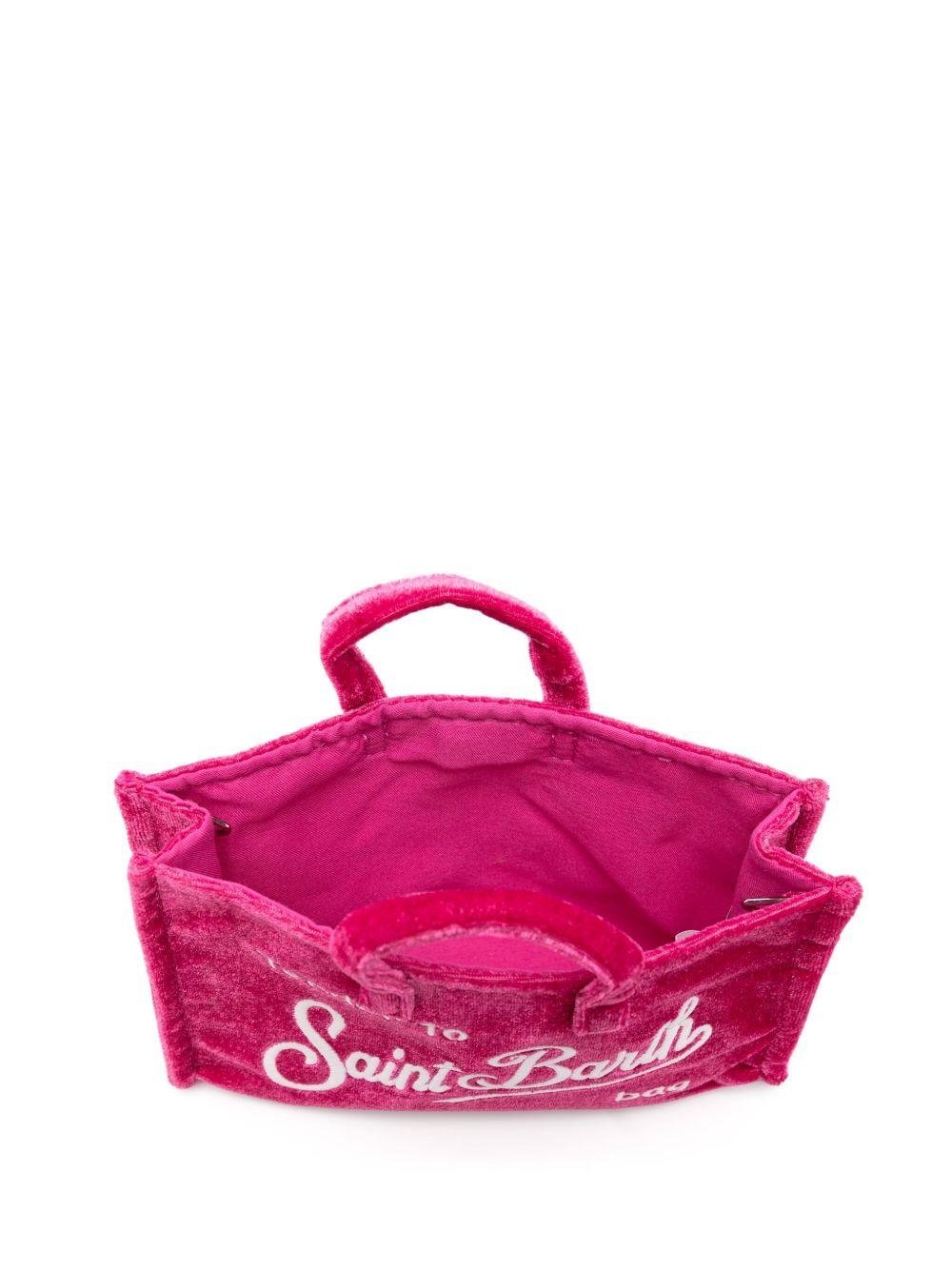 PHONE BAG IN VELLUTO MAGENTA CON LOGO BIANCO MC2 SAINT BARTH - Angel Luxury