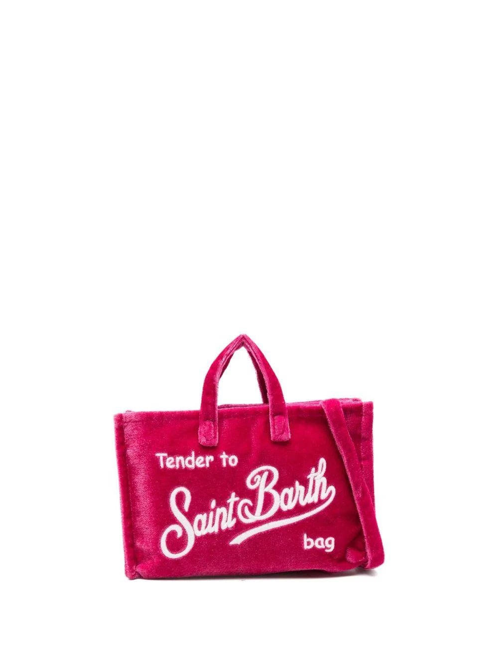 PHONE BAG IN VELLUTO MAGENTA CON LOGO BIANCO MC2 SAINT BARTH - Angel Luxury