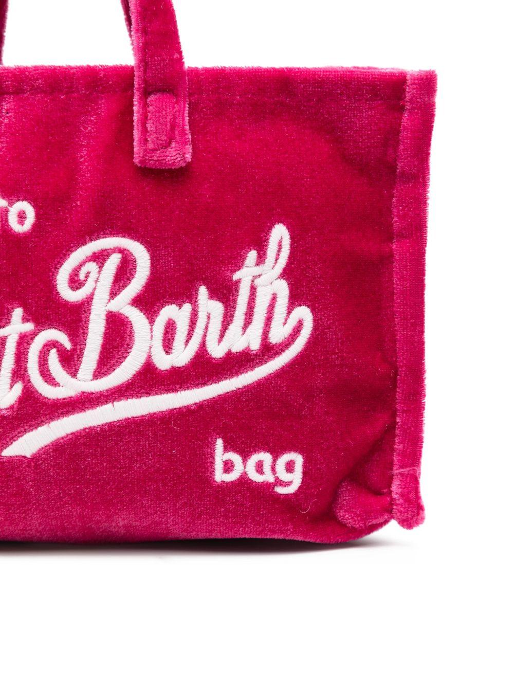 PHONE BAG IN VELLUTO MAGENTA CON LOGO BIANCO MC2 SAINT BARTH - Angel Luxury
