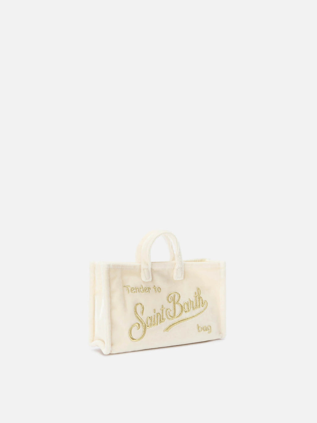 PHONE BAG IN VELLUTO PANNA CON LOGO ORO MC2 SAINT BARTH - Angel Luxury