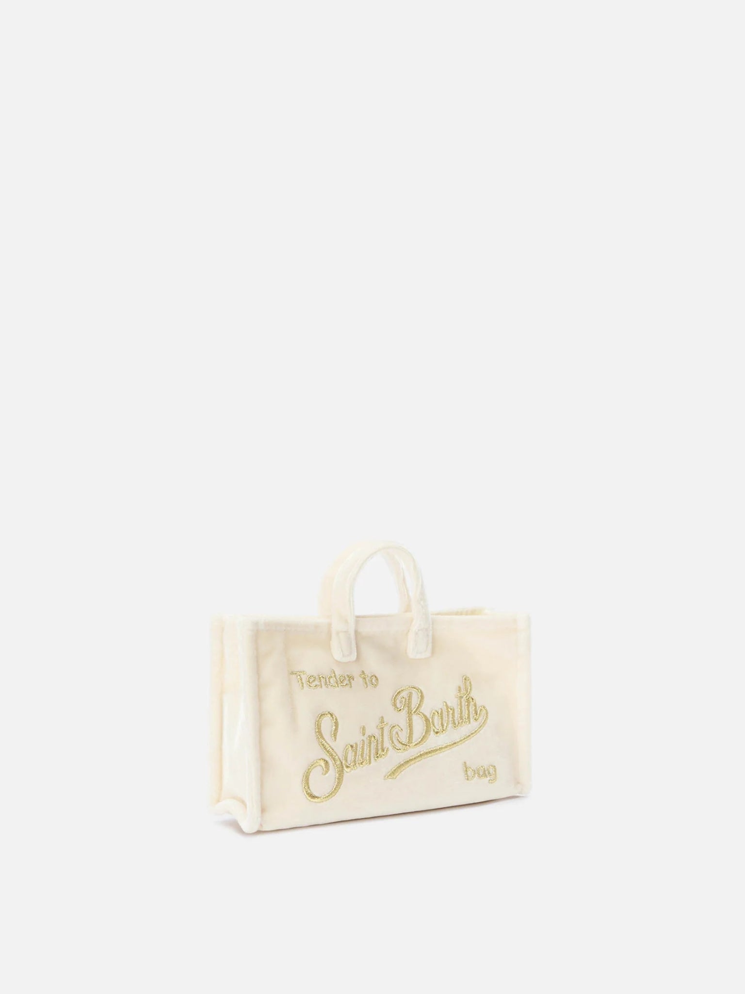 PHONE BAG IN VELLUTO PANNA CON LOGO ORO MC2 SAINT BARTH - Angel Luxury