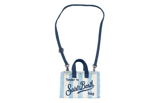 PHONE BAG MC2 SAINT BARTH A RIGHE AZZURRO E BIANCO CON LOGO BLU - Angel Luxury