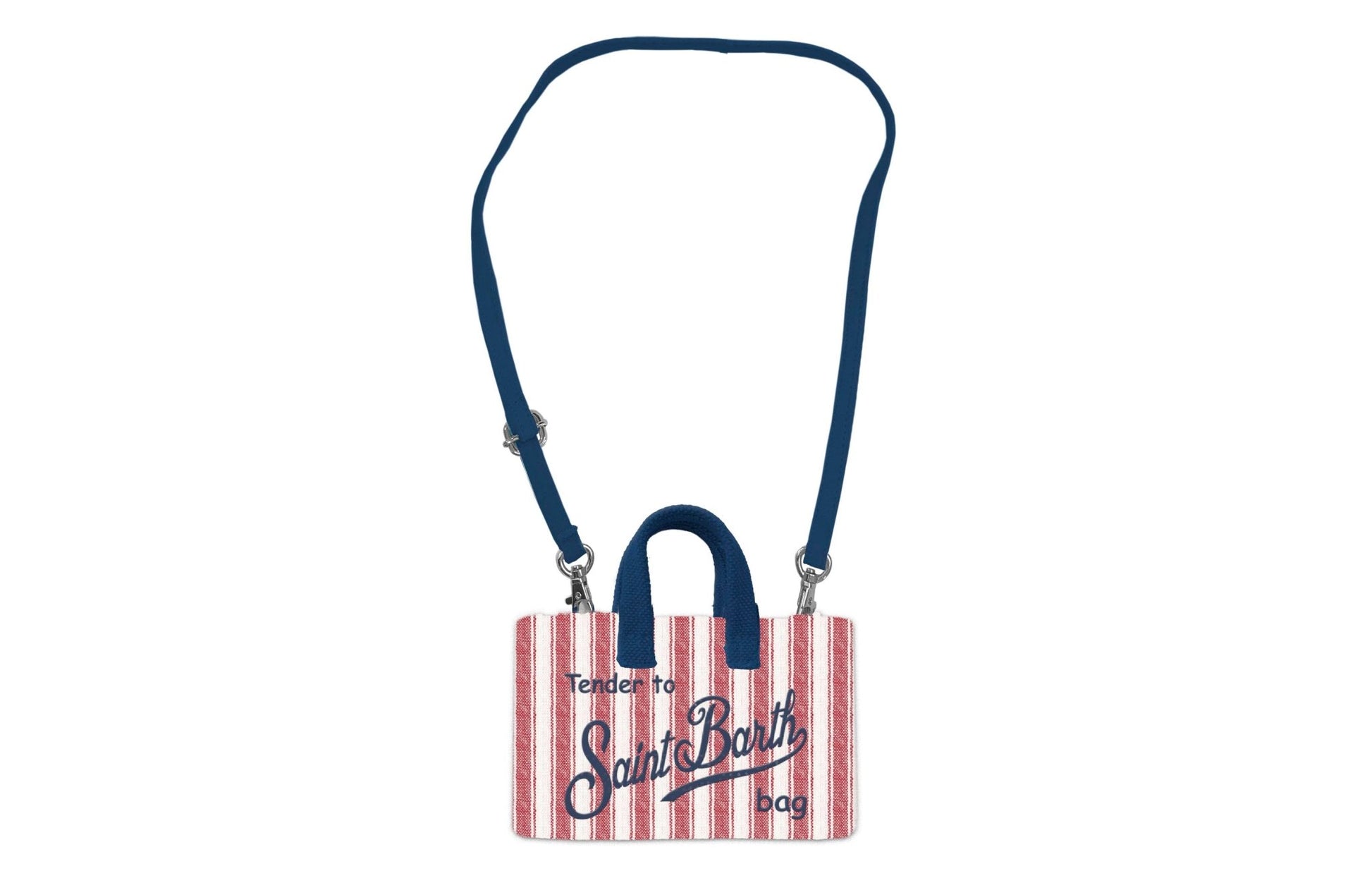 PHONE BAG MC2 SAINT BARTH A RIGHE ROSSE E BIANCHE CON LOGO BLU - Angel Luxury