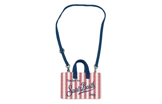 PHONE BAG MC2 SAINT BARTH A RIGHE ROSSE E BIANCHE CON LOGO BLU - Angel Luxury