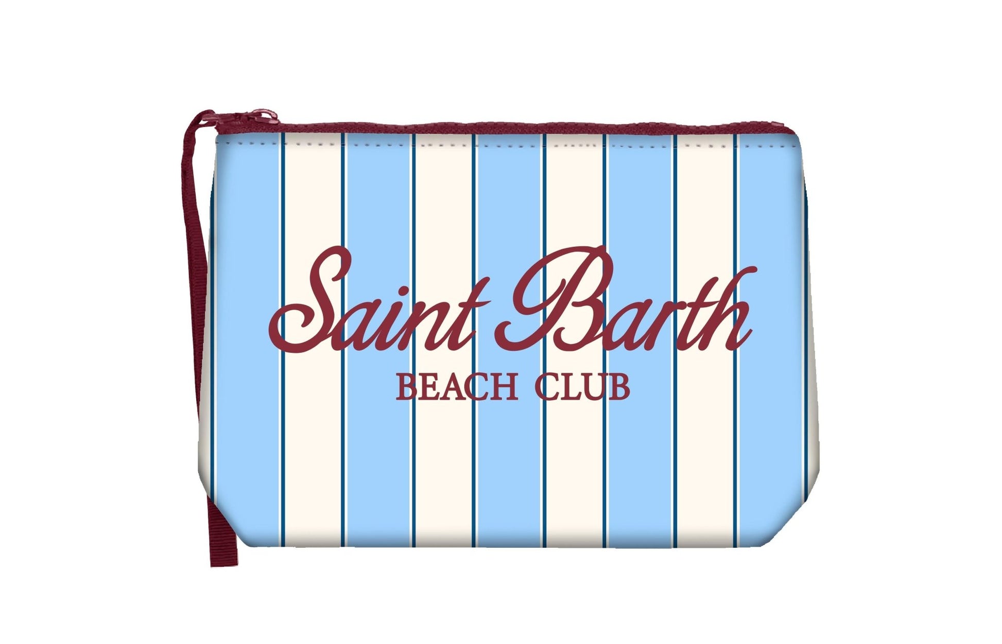 POCHETTE A RIGHE BIANCA E AZZURRA CON LOGO BORDEAUX MC2 SAINT BARTH - Angel Luxury