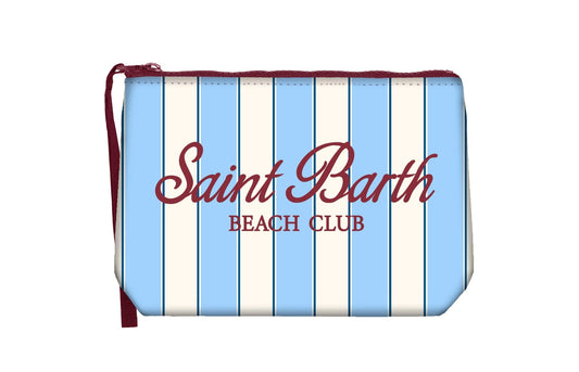 POCHETTE A RIGHE BIANCA E AZZURRA CON LOGO BORDEAUX MC2 SAINT BARTH - Angel Luxury