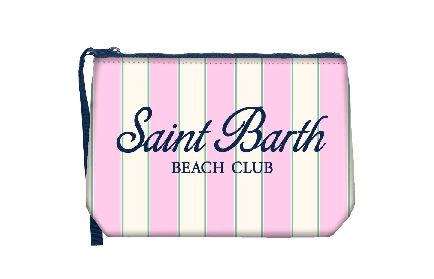 POCHETTE A RIGHE ROSA CHIARO /BIANCA E VERDE CON LOGO BLU MC2 SAINT BARTH - Angel Luxury