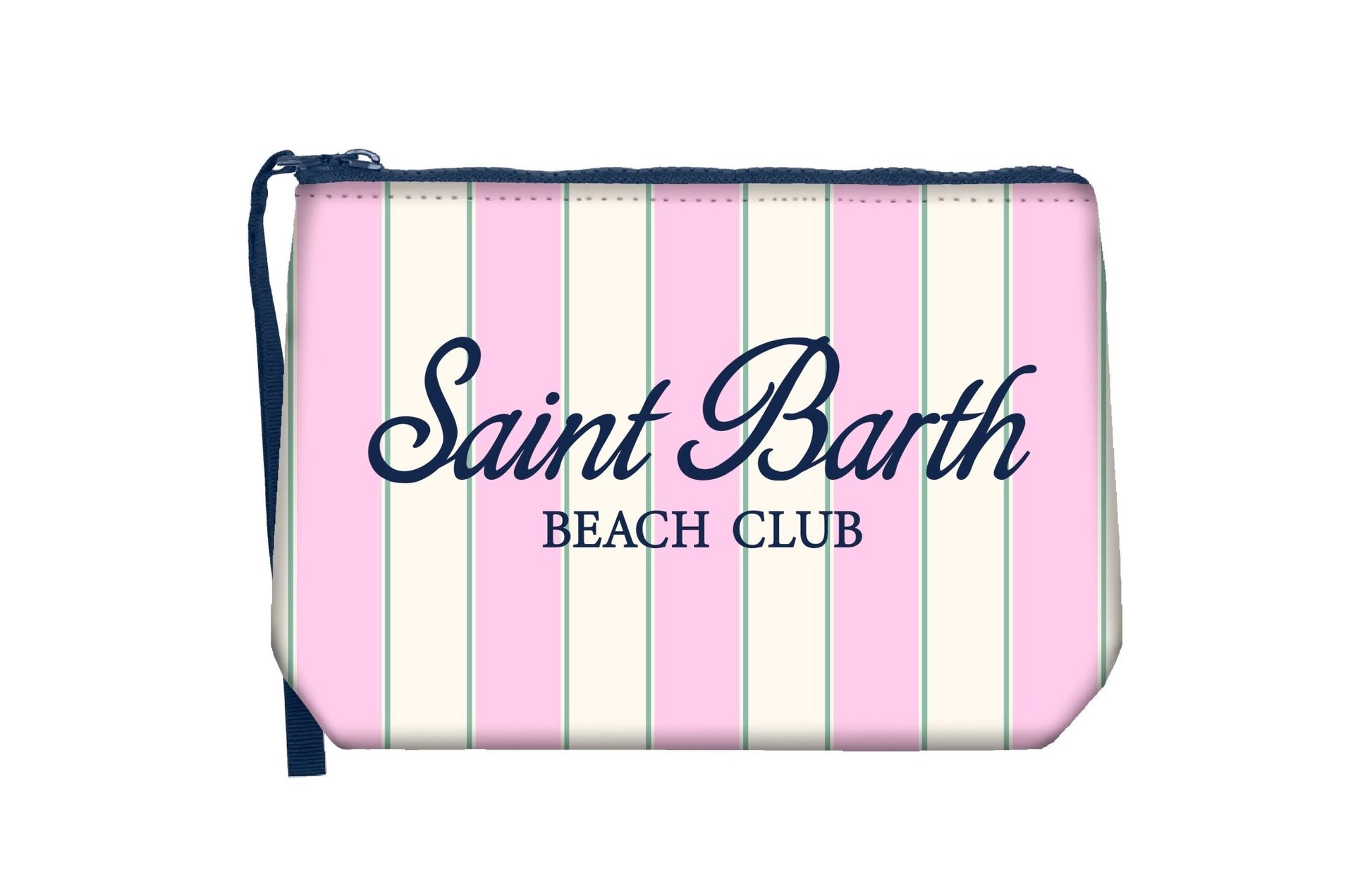 POCHETTE A RIGHE ROSA CHIARO /BIANCA E VERDE CON LOGO BLU MC2 SAINT BARTH - Angel Luxury