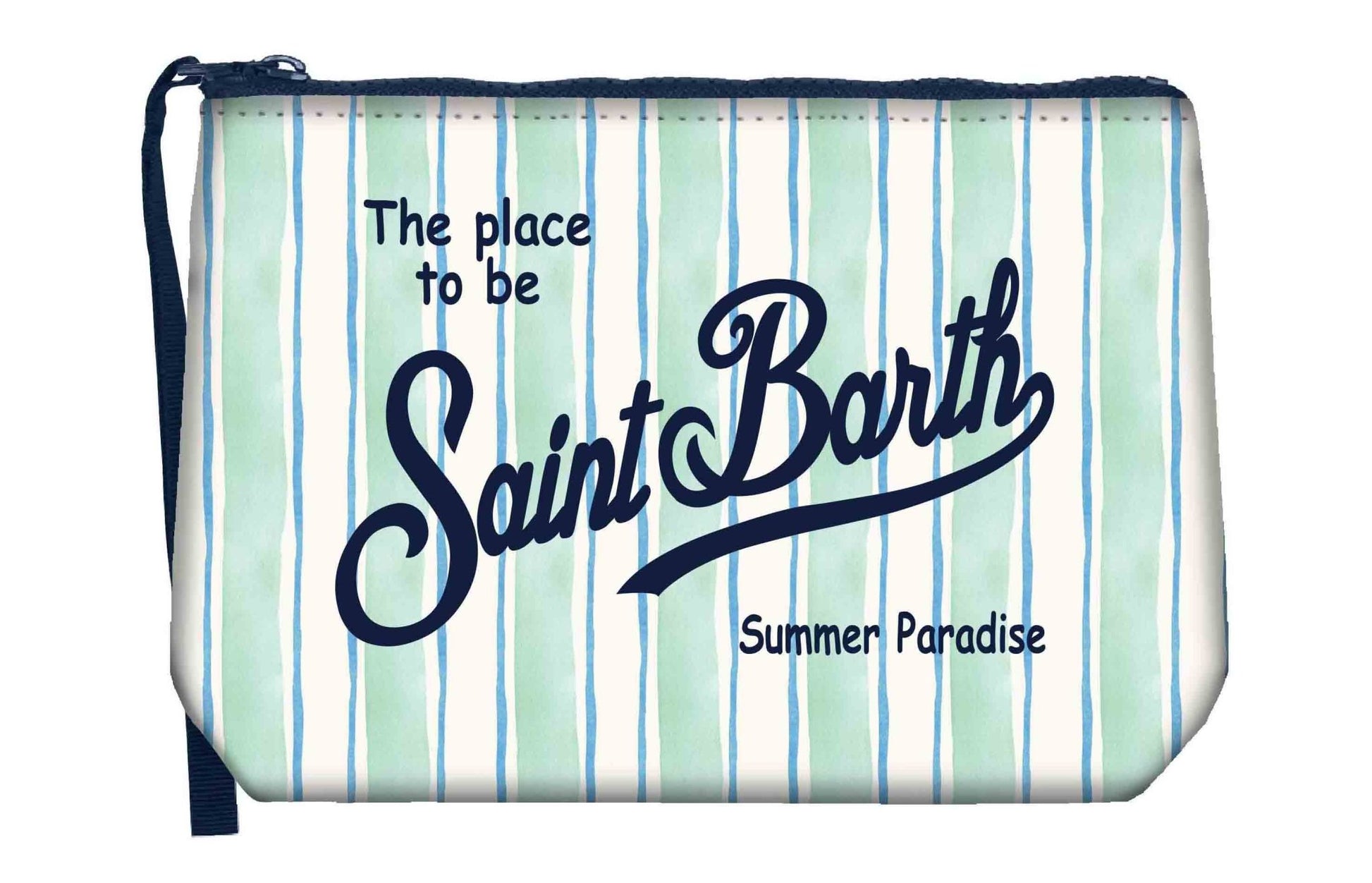 POCHETTE A RIGHE VERDE CON LOGO BLU MC2 SAINT BARTH - Angel Luxury