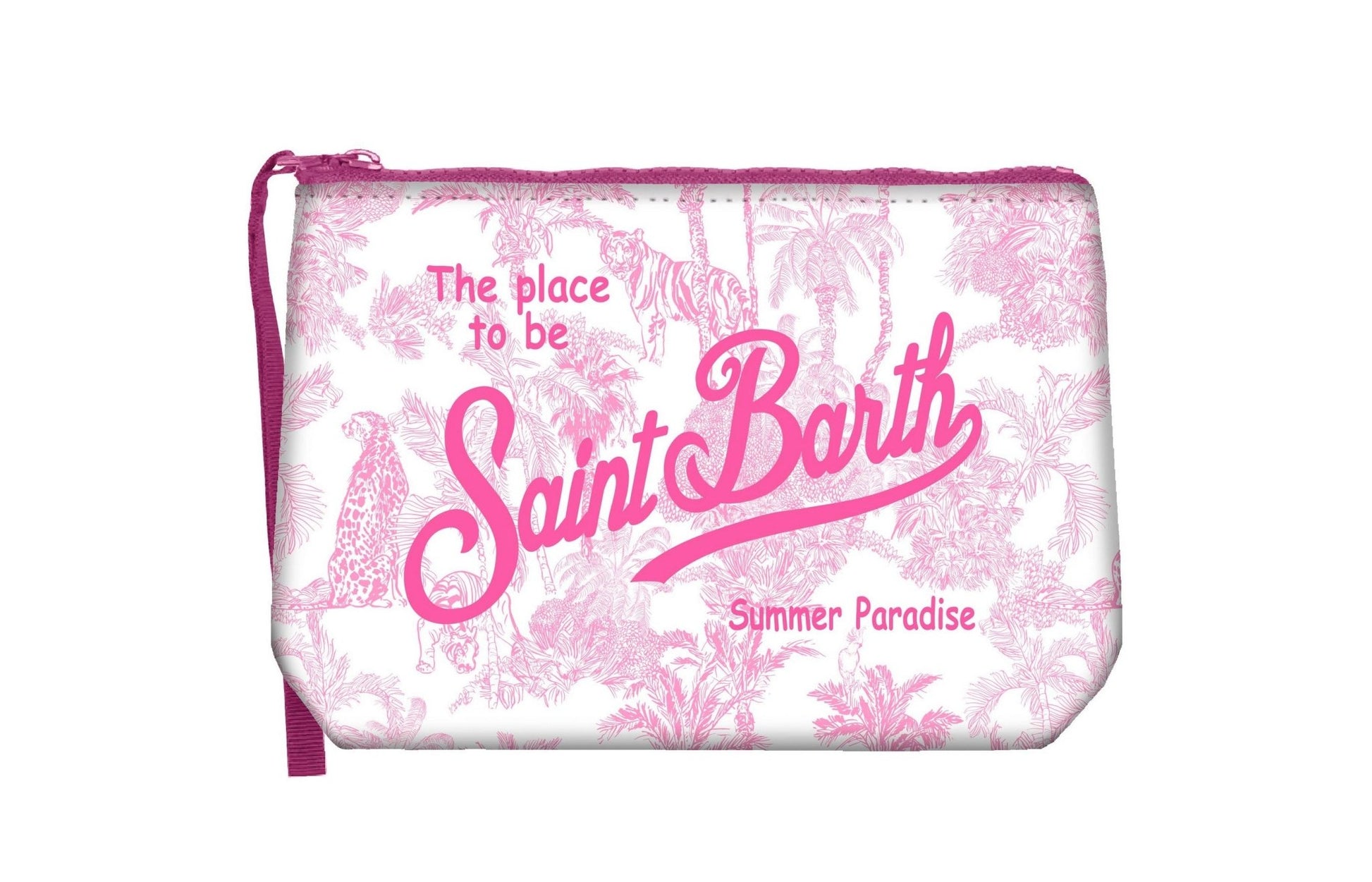 POCHETTE BIANCA CON FANTASIA ROSA GIUNGLA CON LOGO MC2 SAINT BARTH - Angel Luxury