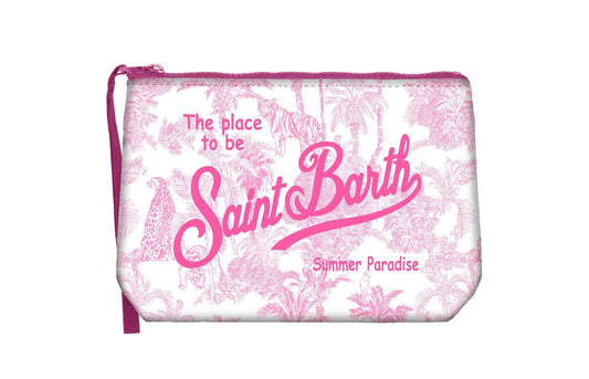 POCHETTE BIANCA CON FANTASIA ROSA GIUNGLA CON LOGO MC2 SAINT BARTH - Angel Luxury