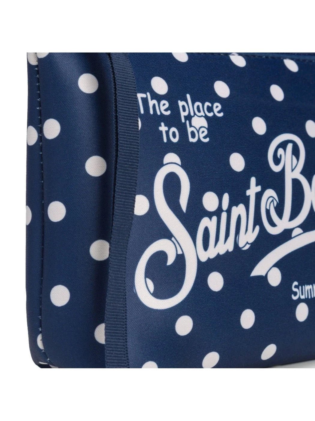 POCHETTE BLU CON POIS BIANCO LOGO MC2 SAINT BARTH - Angel Luxury