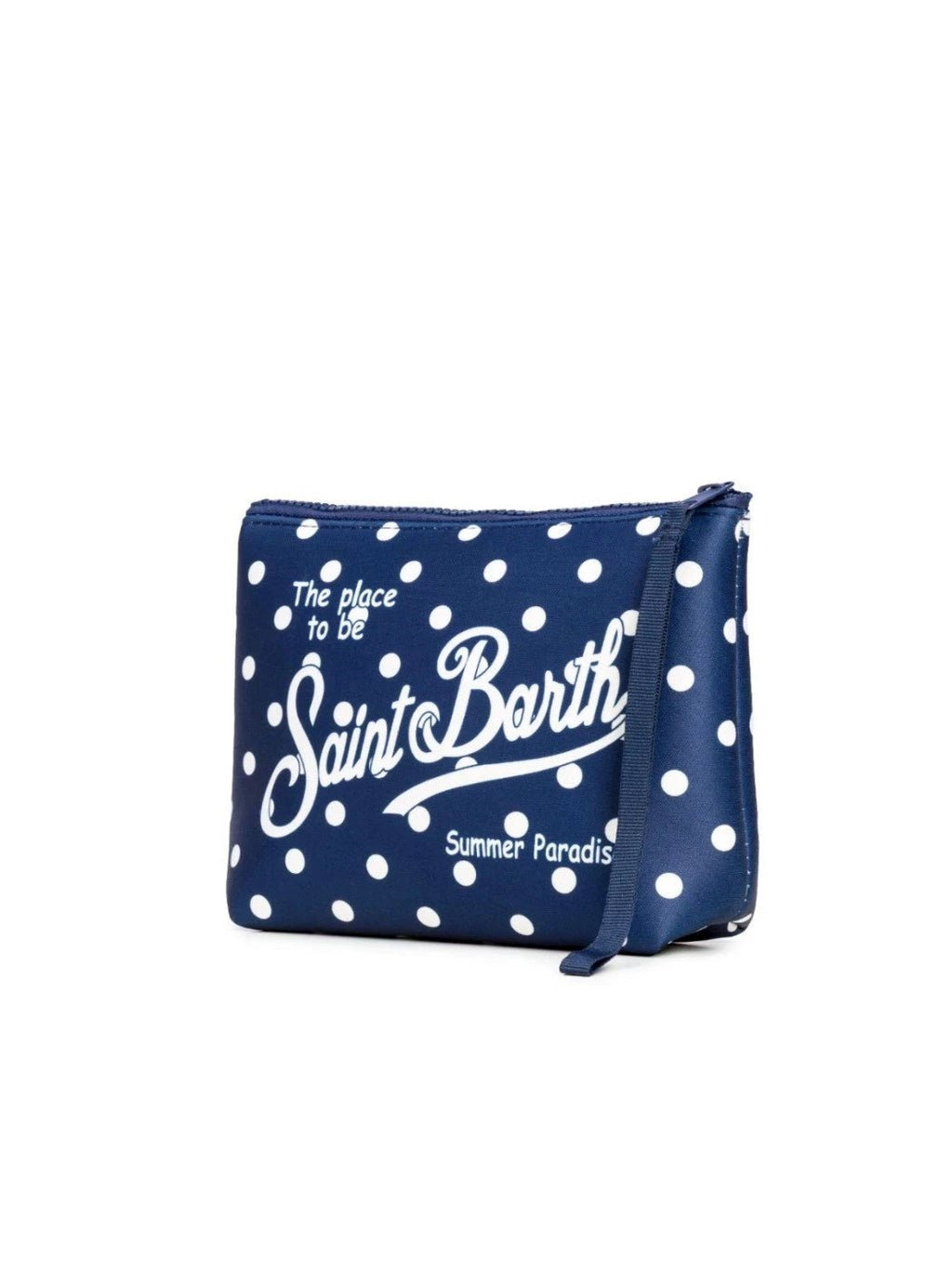 POCHETTE BLU CON POIS BIANCO LOGO MC2 SAINT BARTH - Angel Luxury