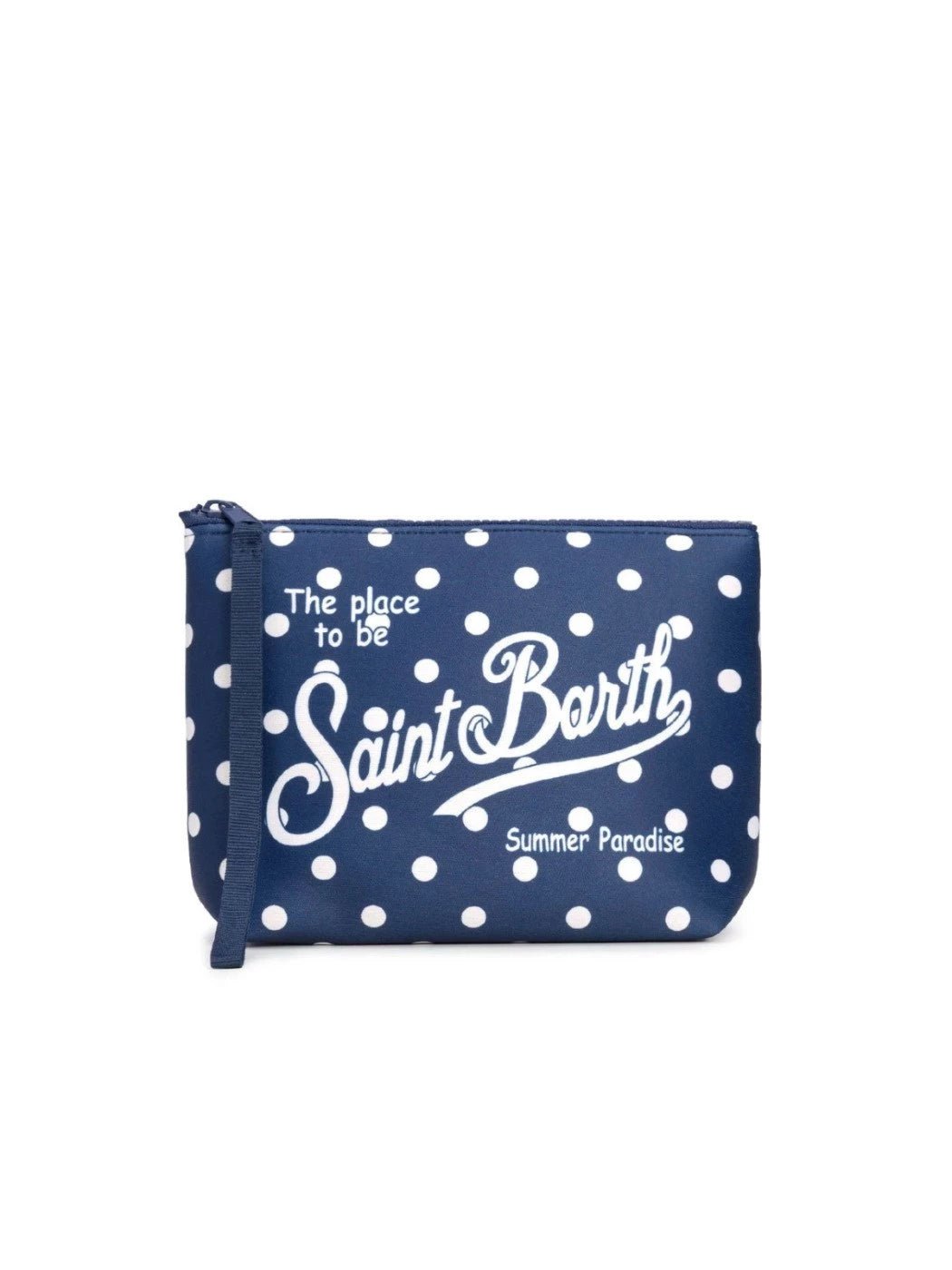 POCHETTE BLU CON POIS BIANCO LOGO MC2 SAINT BARTH - Angel Luxury