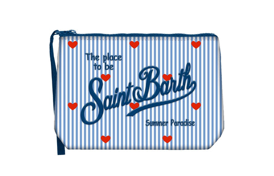 POCHETTE CON I CUORI A RIGHE BIANCHE E BLU MC2 SAINT BARTH - Angel Luxury