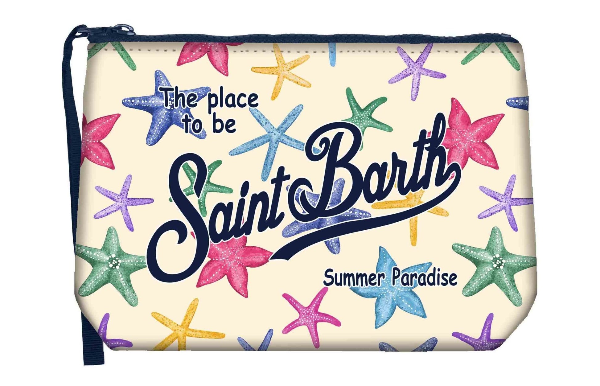 POCHETTE CON STELLE MARINE COLORATE LOGO BLU MC2 SAINT BARTH - Angel Luxury
