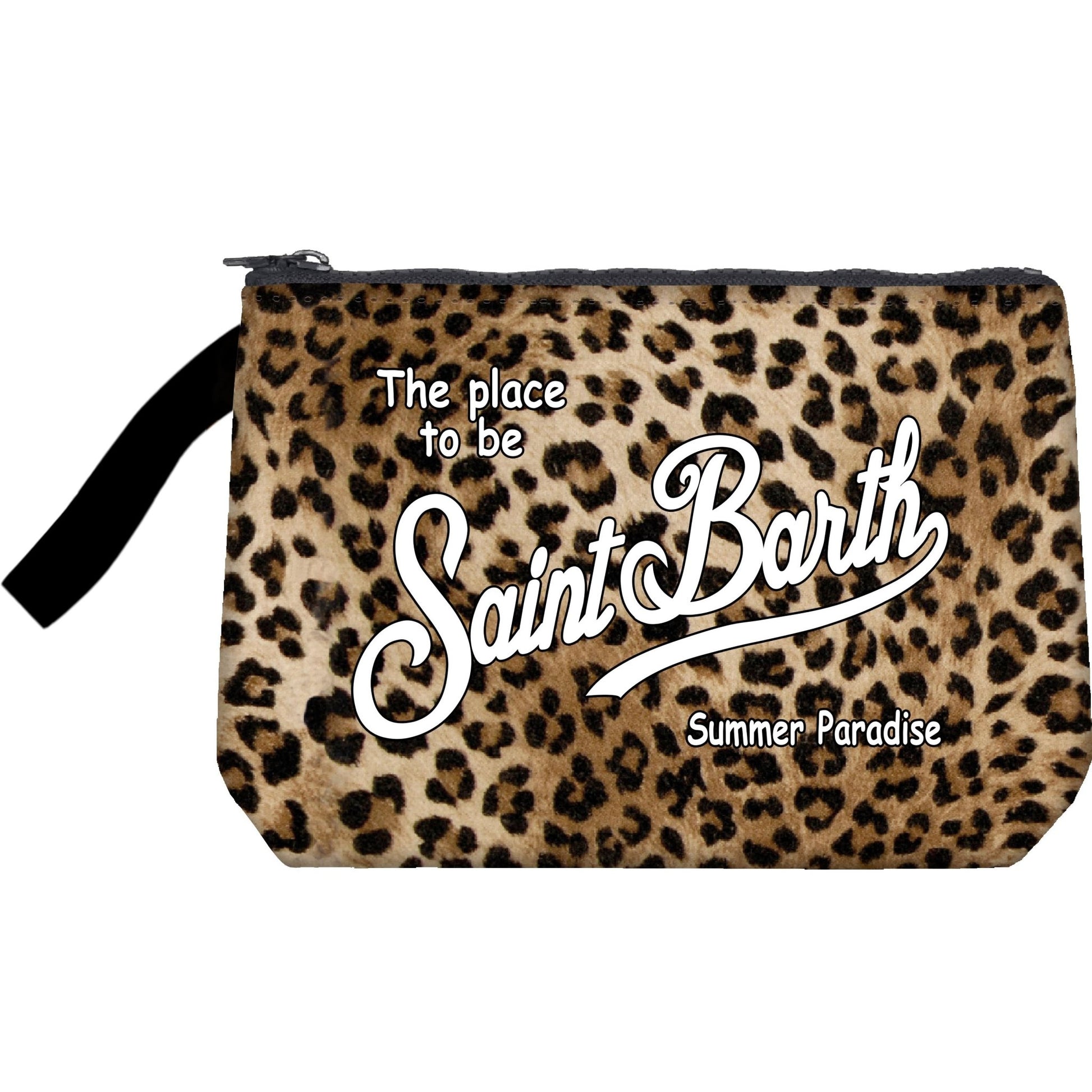 POCHETTE L LEOPARDATA CON LOGO BIANCO MC2 SAINT BARTH - Angel Luxury