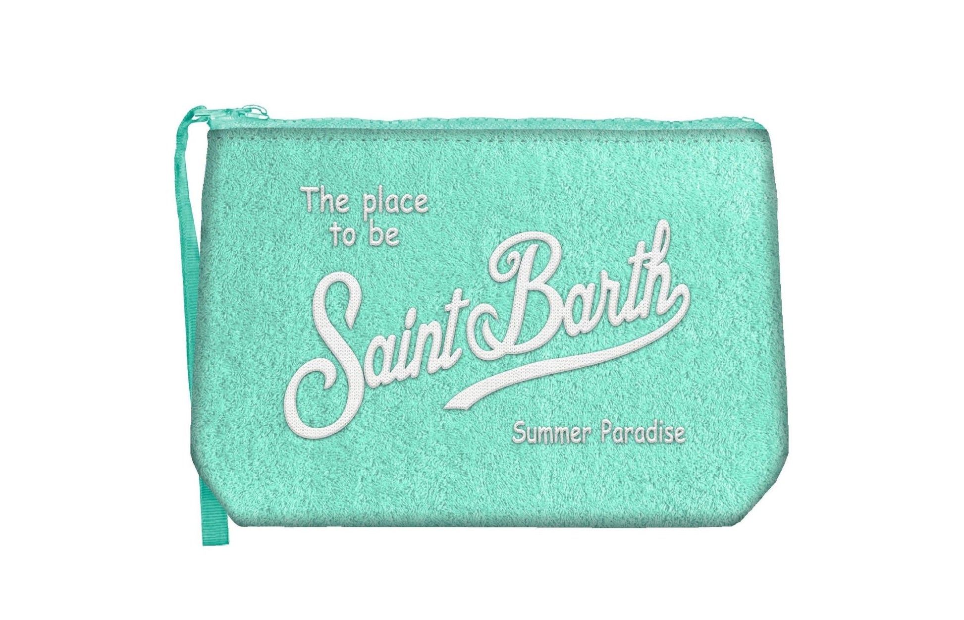POCHETTE MC2 SAINT BARTH IN SPUGNA VERDE ACQUA CON LOGO BIANCO - Angel Luxury