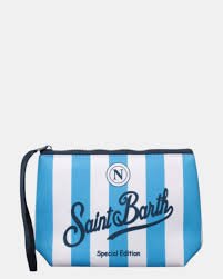 POCHETTE NAPOLI A RIGHE BIANCO E AZZURRA CON LOGO MC2 SAINT BARTH - Angel Luxury