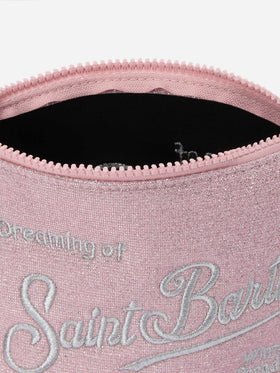 POCHETTE ROSA BRILLANTINATA CON LOGO ARGENTO MC2 SAINT BARTH - Angel Luxury