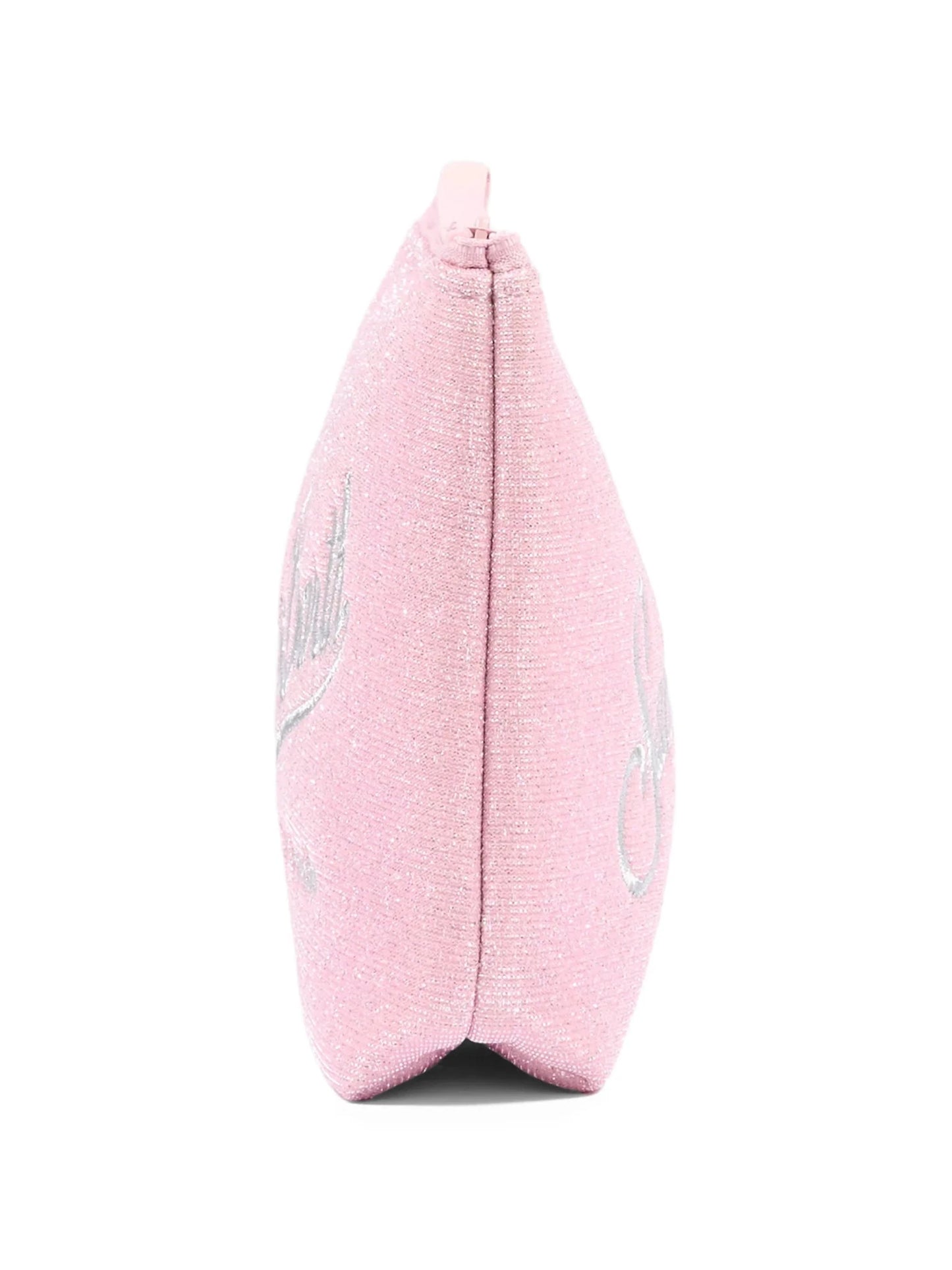 POCHETTE ROSA GLITTERATA CON LOGO ARGENTO MC2 SAINT BARTH - Angel Luxury