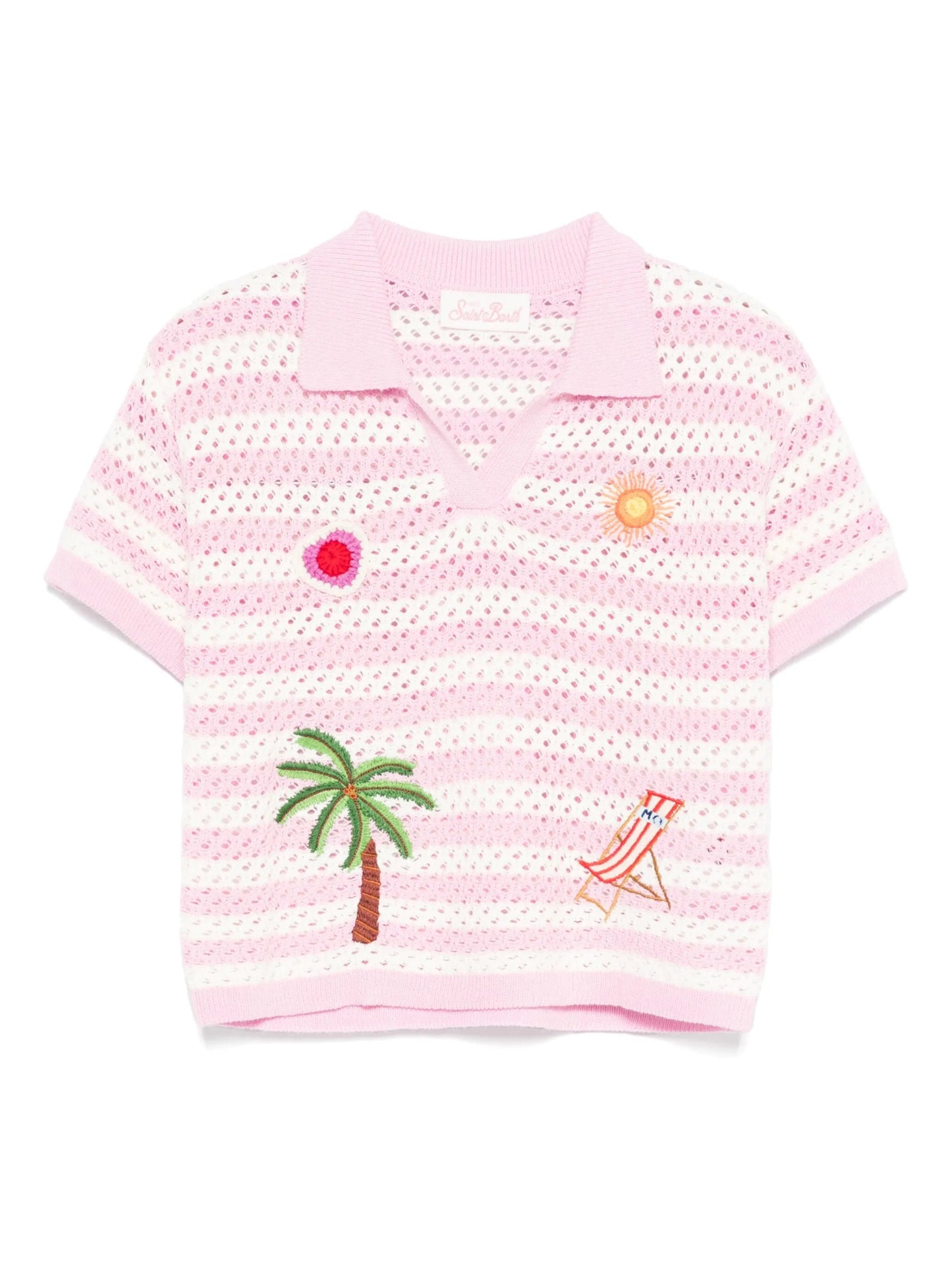 POLO AD UNCINETTO CON RICAMI MARE ROSA/BANCO MC2 SAINT BARTH - Angel Luxury