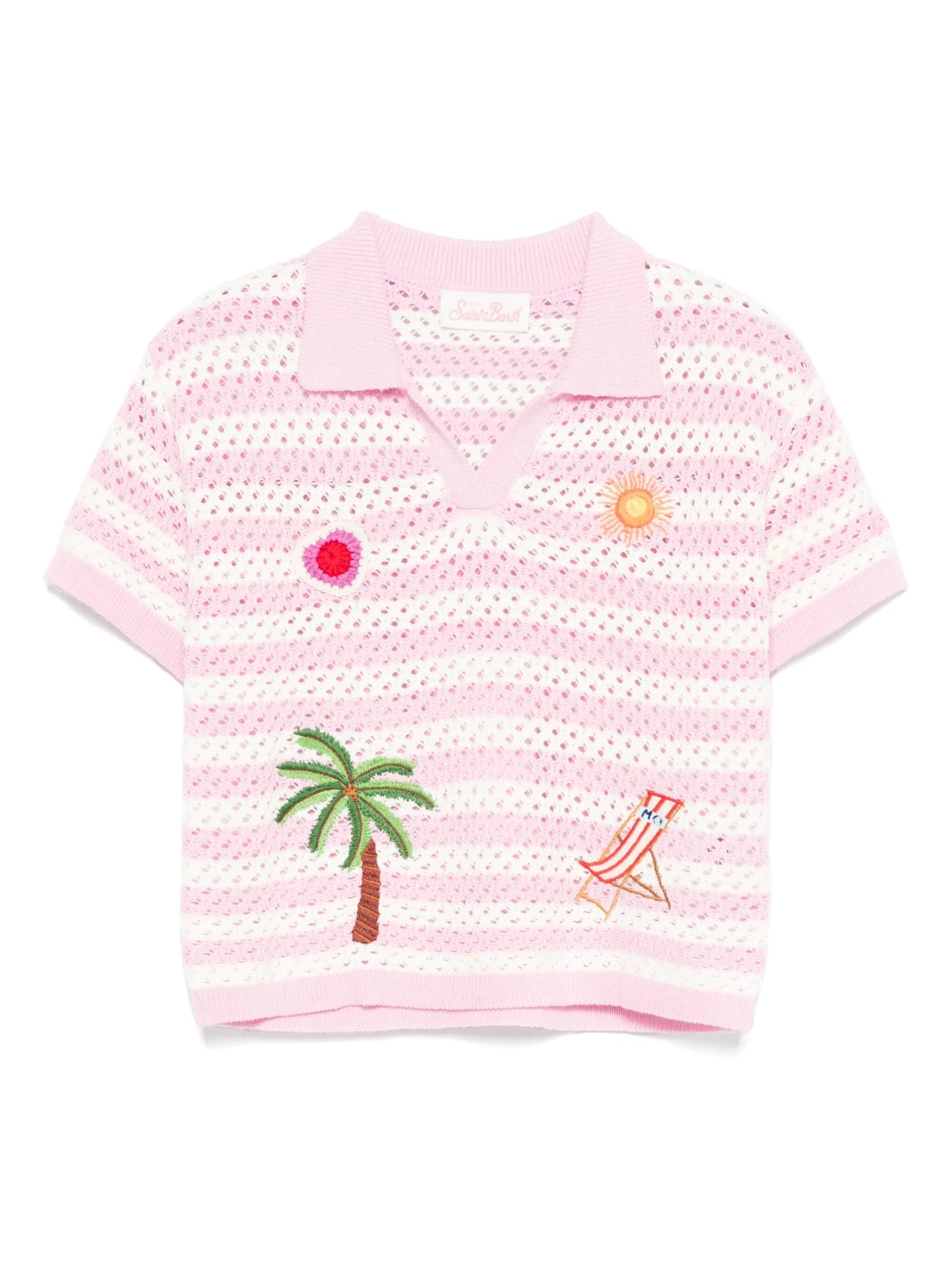 POLO AD UNCINETTO CON RICAMI MARE ROSA/BANCO MC2 SAINT BARTH - Angel Luxury