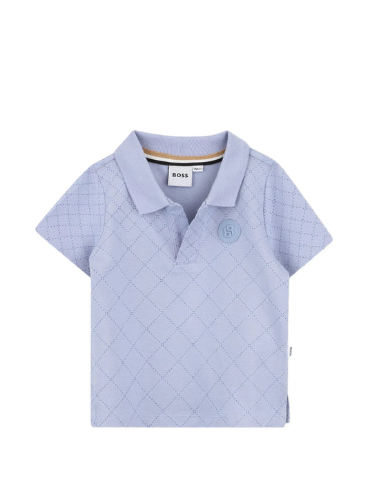 POLO AZZURRO POLVERE CON LOGO GOMMATO BOSS - Angel Luxury