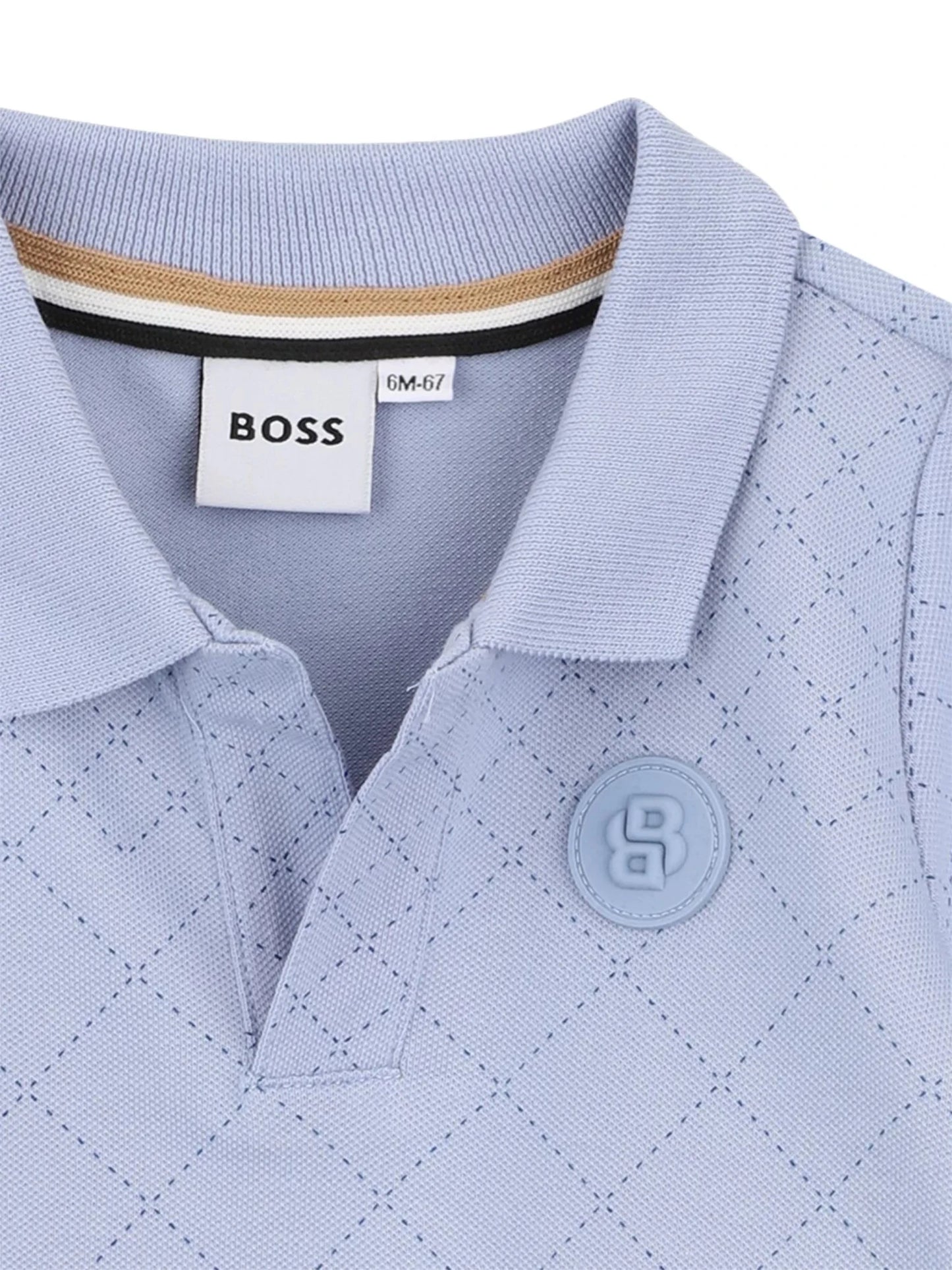 POLO AZZURRO POLVERE CON LOGO GOMMATO BOSS - Angel Luxury