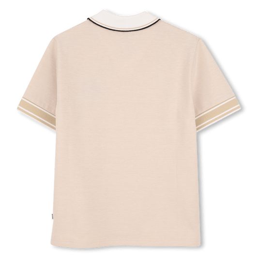 POLO BEIGE CON COLLETTO BIANCO LOGO IN RICAMO NERO BOSS - Angel Luxury