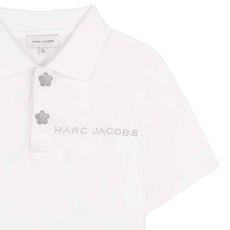 POLO BIANCA CON BOTTONI A FORMA DI FIORE IN STRASS MARC JACOBS - Angel Luxury