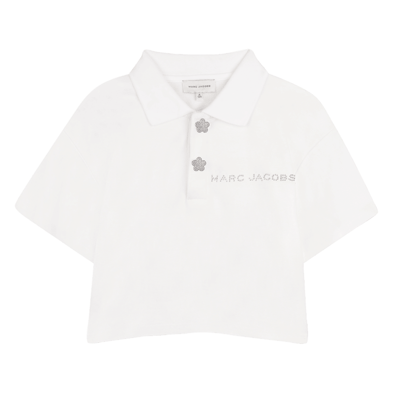 POLO BIANCA CON BOTTONI A FORMA DI FIORE IN STRASS MARC JACOBS - Angel Luxury