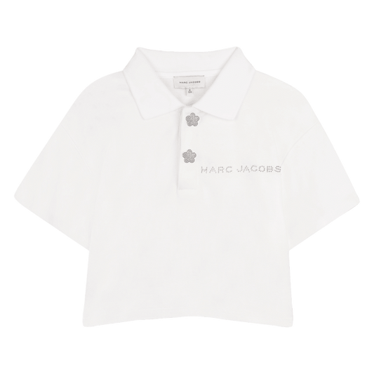 POLO BIANCA CON BOTTONI A FORMA DI FIORE IN STRASS MARC JACOBS - Angel Luxury